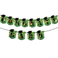 Green Congrats Grad banner with graduation cap and scroll icons for 2026 party decor - Green Banner