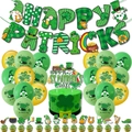 St. Patrick's Day party set with shamrock balloons, clover banners and cake toppers - Set C