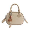 Borsa a mano beige minimalista con logo MUTING a rilievo e ciondolo a fungo carino - Con Ciondolo / Bianco