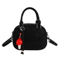 Borsa a mano nera minimalista con ciondolo a fungo rosso e tracolla rimovibile - Con Ciondolo / Nero