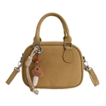 Piccola borsa a mano quadrata minimalista giallo senape con tracolla e ciondolo a fungo - Con Ciondolo / Cachi
