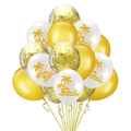 Set de ballons hawaïens avec motifs de plage jaunes et paillettes dorées - Combinaison Cocotier Uni Et Paillettes