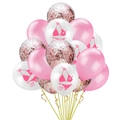 Kit ballons fête Hawaï avec imprimés bikini et ballons confettis or rose - Combinaison Bikini Uni Et Paillettes