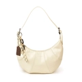 Sac bandoulière croissant blanc crème avec breloque chocolat et cordon tressé - Blanc Cassé