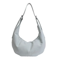 Light grey hobo bag with litchi grain texture and adjustable shoulder strap - Blue