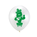 Ballon en latex blanc avec motif de cactus jouant de la guitare au style mexicain - Style Cactus Rock / 12 Pouces
