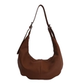 Braune Hobo-Tasche mit großem Fassungsvermögen aus genarbtem Leder und verstellbarem Gurt - Braun