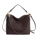 Bolso tote de cuero marrón oscuro con patrón litchi y cadena dorada - Marrón