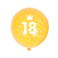 Palloncino giallo 18° compleanno con corona e stelle bianche per decoro di festa - 18 Anni Oro