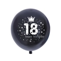 Palloncino nero 18 anni con corona dorata e stelle per decorazione festa - 18 Nero