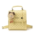 Mini yellow polka dot backpack with cute plush charm and crossbody strap design - With Pendant / Yellow