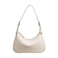 Bolso de hombro media luna blanco crema con patrón de lichi y correa ajustable - Blanco