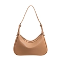 Bolso hobo minimalista marrón caramelo con textura elegante de piel sintética grano litchi - Marrón