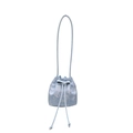 New Chinese style light blue jacquard bucket bag with floral patterns and bow detail - Light Blue