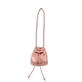 Pink lace bucket bag for women with floral embroidery and decorative bow knot detail - Pink