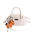 Sac Boston chic crème avec breloque cheval et bandoulière pour usage quotidien - Blanc