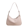 Minimalist light pink shoulder bag with lychee grain texture and metal zipper - Smoky Pink