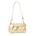 Borsa sottobraccio a pois bianco crema con ciondolo a cuore e tasche frontali decor - Bianco Sporco