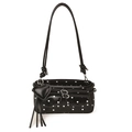 Borsa a spalla stile Y2K nera a pois bianchi con ciondolo a forma di cuore - Nero