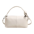 Bolso cilíndrico blanco crema minimalista con cadena de metal plateado pulido - Blanco