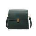 Sac à bandoulière vert foncé vintage en cuir mat avec boucle en bronze - Vert