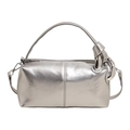 Bolso cilíndrico plateado metalizado con detalle de aro y correa ajustable - Plateado