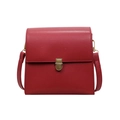 Sac bandoulière rétro rouge en cuir mat avec boucle métallique en bronze élégante - Rouge