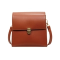 Sac bandoulière vintage marron caramel avec boucle métallique en bronze antique - Marron