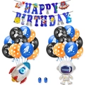 Space birthday party decoration set with astronaut balloons and rocket foil balloon - Set 5: Foil Balloon Set and Orange Polka Dot Latex Balloons