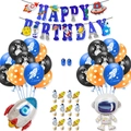 Space themed birthday party set with astronaut banner rockets and star balloons - Set 6: Foil Balloons with Toppers and Orange Polka Dot Set