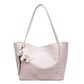 Sac fourre-tout rose minimaliste en cuir PU avec petit pendentif de cheval blanc - Avec Pendentif / Rose