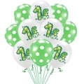 Dettaglio di palloncini in lattice a pois verdi e dinosauro per il primo compleanno - Dinosauro Che Si Schiude E Pois Verdi