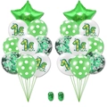 Kit de ballons 1er anniversaire dinosaure avec étoiles vertes et ballons en latex - Dinosaure Éclosion Pois Verts Paillettes Vert Étoile Vert