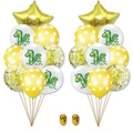 Détails du kit de ballons 1er anniversaire avec étoiles dorées, dinosaure et confettis - Dinosaure Éclosion Pois Jaunes Paillettes Or Étoile Or