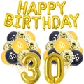 Set decorazione 30 compleanno con palloncini numero 30 oro e lattice nero - Set 30° Compleanno