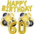 Kit palloncini 60 compleanno con striscione Happy Birthday dorato e numeri 60 in alluminio - Set 60° Compleanno