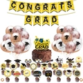 Abschluss-Deko-Set mit Congrats Grad Banner, Ballons und verschiedenen Tortenaufsätzen - Roségold Set