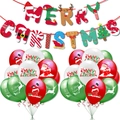 Dettaglio dello striscione Merry Christmas con Babbo Natale e palloncini festivi - Set Natalizio A (Include Banner, Palloncini)