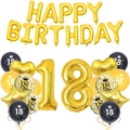 Ensemble détaillé de ballons pour 18e anniversaire avec chiffres dorés et confettis - Kit 18ème Anniversaire
