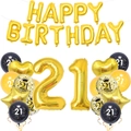 Kit de ballons doré pour 21e anniversaire avec lettres Happy Birthday et étoiles - Kit 21ème Anniversaire
