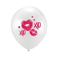 Ballon blanc en latex avec lèvres rouges et motif XO pour décoration de Saint-Valentin - Style XOXO Blanc