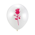 Ballon de Saint-Valentin en latex blanc avec imprimé rose fuchsia pour décoration - Style Rose Blanc