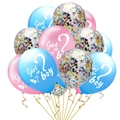 Set di palloncini Gender Reveal con stampa Girl or Boy per decorazioni baby shower - Stile Paillettes Rosa Blu E Multicolore