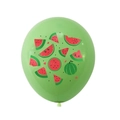 Detail of light green latex balloon with cute watermelon prints for summer party decor - Watermelon Green / 12 Inch