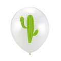 White latex balloon with green cactus print for Hawaiian themed birthday party decorations - Cactus White / 12 Inch