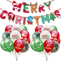 Striscione Merry Christmas e set di palloncini festivi con stampe di Babbo Natale - Set Natalizio B (Include Banner, Palloncini)