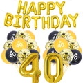 Set palloncini 40 compleanno oro con palloncini in lattice nero e coriandoli festa - Set 40° Compleanno