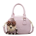 Mini bolso rosa de PU con relieve de caballo y colgante de peluche de cachorro - Sin colgante / Rosa