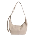 Minimalist creamy white soft leather hobo bag with knot detail and adjustable strap - White