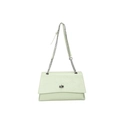 Sac sous le bras vert menthe avec chaîne, fermoir rotatif et texture cuir - Vert